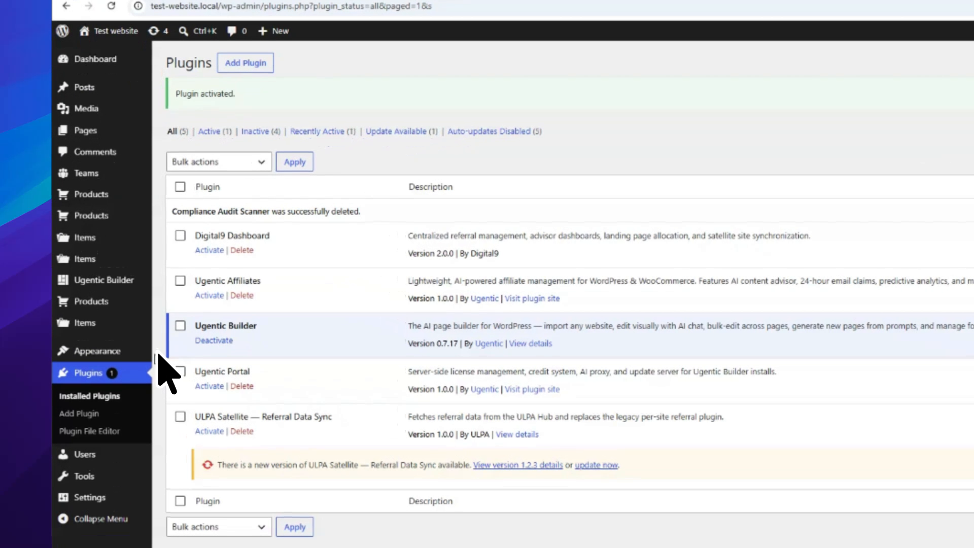 An untreated capture of a software workflow