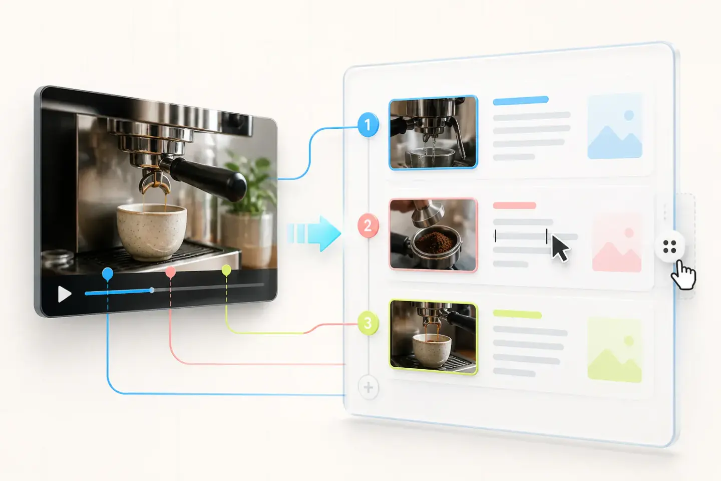 A screen tutorial with a written companion guide built from selected frames in Screlio